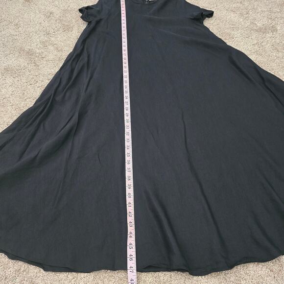 Women’s Black Maxi Shirt Dress Flare Drape S Minimalist Lagenlook Boho Elegant - Picture 6 of 8